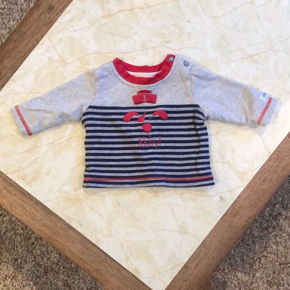 0-3M Absorba Paris Striped Ahoy Sweatshirt